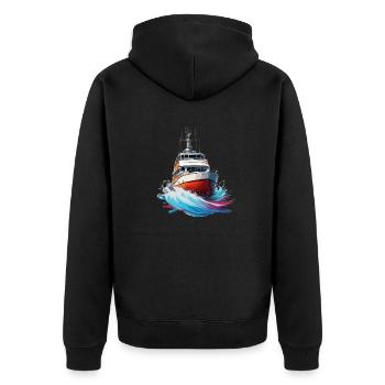 Pirate Ship / Boat / Sea / Ocean / Waves - Unisex Premium Organic Zip Hoodie - black - Back - Nico (187cm)