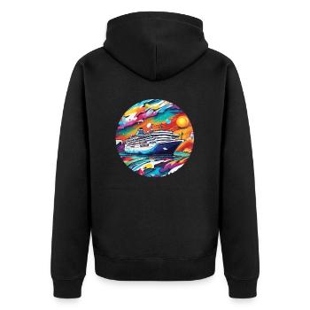 Bateau pirate / Bateau / Mer / Océan / Vagues - Veste à capuche bio Premium Unisexe - noir - Dos - Nico (187cm)