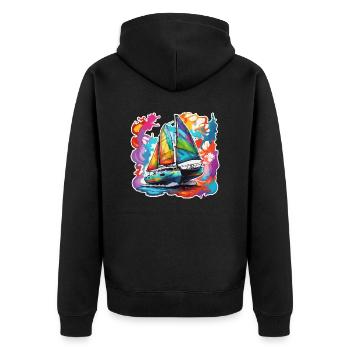 Pirate Ship / Boat / Sea / Ocean / Waves - Unisex Premium Organic Zip Hoodie - black - Back - Nico (187cm)