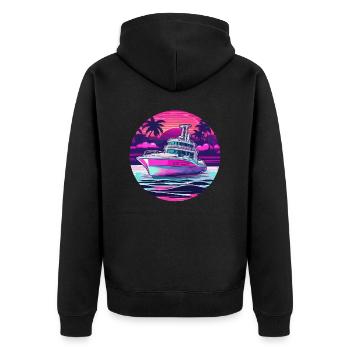 Bateau pirate / Bateau / Mer / Océan / Vagues - Veste à capuche bio Premium Unisexe - noir - Dos - Nico (187cm)
