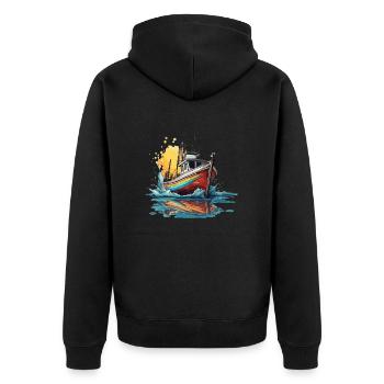 Pirate Ship / Boat / Sea / Ocean / Waves - Unisex Premium Organic Zip Hoodie - black - Back - Nico (187cm)