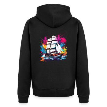 Pirate Ship / Boat / Sea / Ocean / Waves - Unisex Premium Organic Zip Hoodie - black - Back - Nico (187cm)