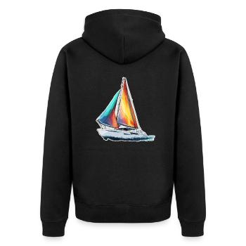 Pirate Ship / Boat / Sea / Ocean / Waves - Unisex Premium Organic Zip Hoodie - black - Back - Nico (187cm)