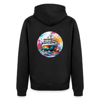 Pirate Ship / Boat / Sea / Ocean / Waves - Unisex Premium Organic Zip Hoodie - black - Back - Nico (187cm)