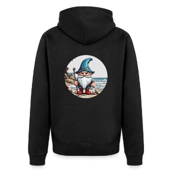 Garden Gnome / Fairyland / Leprechaun / Gnome / Logo - Unisex Premium Organic Zip Hoodie - black - Back - Nico (187cm)