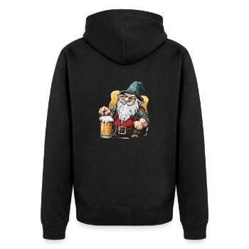 Gartenzwerg / Märchenland / Kobold / Gnom / Logo - Unisex Premium Bio Zip Hoodie - Schwarz - Hinten - Nico (187cm)