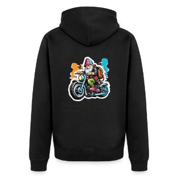 Garden Gnome / Fairyland / Leprechaun / Gnome / Logo - Unisex Premium Organic Zip Hoodie - black - Back - Nico (187cm)