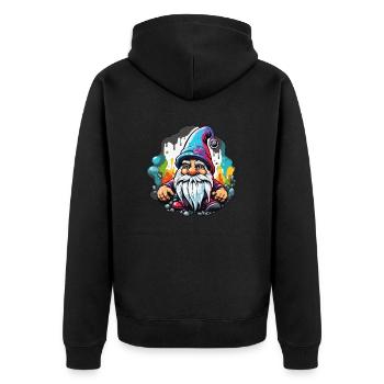 Garden Gnome / Fairyland / Leprechaun / Gnome / Logo - Unisex Premium Organic Zip Hoodie - black - Back - Nico (187cm)