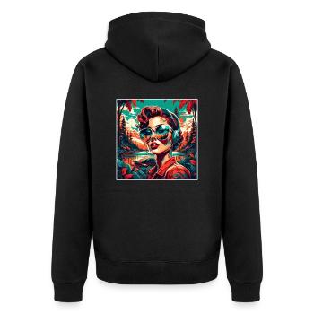 Rockabilly / Pin-up Girl / Girl Power / 50s - Unisex Premium Organic Zip Hoodie - black - Back - Nico (187cm)