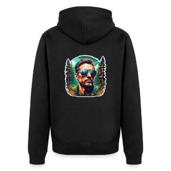 Lunettes de soleil / Homme / Forêt / Portrait / Guy - Veste à capuche bio Premium Unisexe - noir - Dos - Nico (187cm)