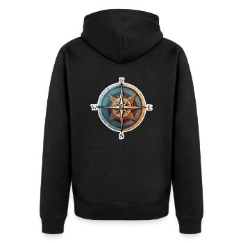Compass / Cardinal Direction / Travel / Survival - Unisex Premium Organic Zip Hoodie - black - Back - Nico (187cm)