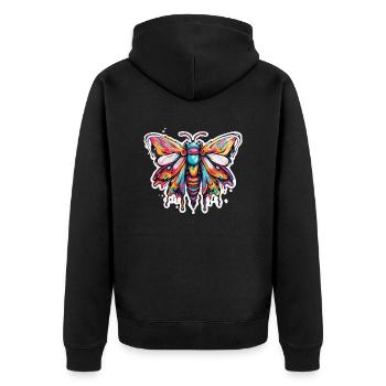 Motte / Tier / Insekt / Larve / Schädling - Unisex Premium Bio Zip Hoodie - Schwarz - Hinten - Nico (187cm)