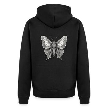Motte / Tier / Insekt / Larve / Schädling - Unisex Premium Bio Zip Hoodie - Schwarz - Hinten - Nico (187cm)
