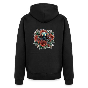 Araignée / chenille effrayante / insecte / animal / toile d'araignée - Veste à capuche bio Premium Unisexe - noir - Dos - Nico (187cm)