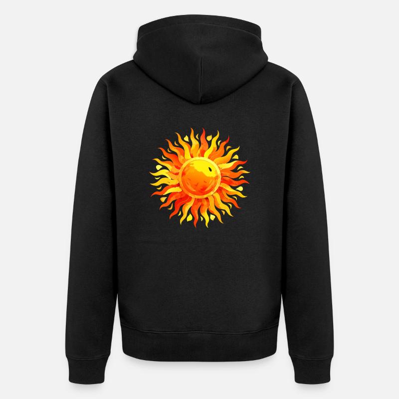 Aquarelle brossée peint soleil - Veste à capuche bio Premium Unisexe - noir