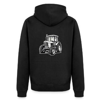 Traktor / Landwirtschaft / Bauer / Feldarbeit - Unisex Premium Bio Zip Hoodie - Schwarz - Hinten - Nico (187cm)