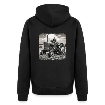 Traktor / Landwirtschaft / Bauer / Feldarbeit - Unisex Premium Bio Zip Hoodie - Schwarz - Hinten - Nico (187cm)