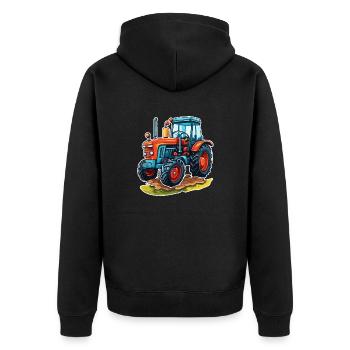 Traktor / Landwirtschaft / Bauer / Feldarbeit - Unisex Premium Bio Zip Hoodie - Schwarz - Hinten - Nico (187cm)