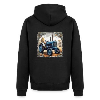 Traktor / Landwirtschaft / Bauer / Feldarbeit - Unisex Premium Bio Zip Hoodie - Schwarz - Hinten - Nico (187cm)