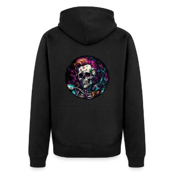 Crâne / Crâne / Squelette / Gothique / Tatouage - Veste à capuche bio Premium Unisexe - noir - Dos - Nico (187cm)