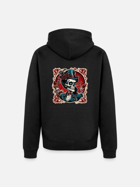 Skull / Skull / Skeleton / Gothic / Tattoo - Unisex Premium Organic Zip Hoodie - black