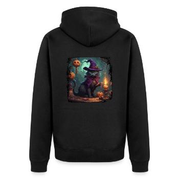 Manuel de la sorcière / grimoire / Halloween / automne - Veste à capuche bio Premium Unisexe - noir - Dos - Nico (187cm)