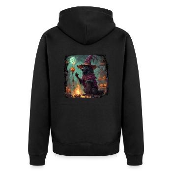 Witch's Handbook / Spellbook / Halloween / Autumn - Unisex Premium Organic Zip Hoodie - black - Back - Nico (187cm)