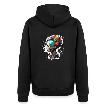 Frau / Baum / Verwurzelt / Kunst / Illustration - Unisex Premium Bio Zip Hoodie - Schwarz - Hinten - Nico (187cm)
