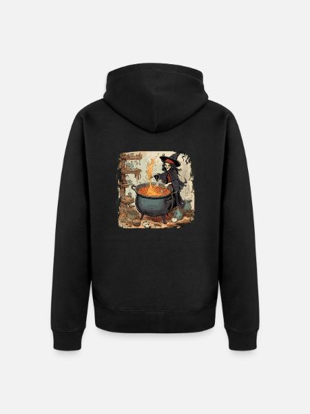 Hexenhandbuch / Zauberbuch / Halloween / Herbst - Unisex Premium Bio Zip Hoodie - Schwarz