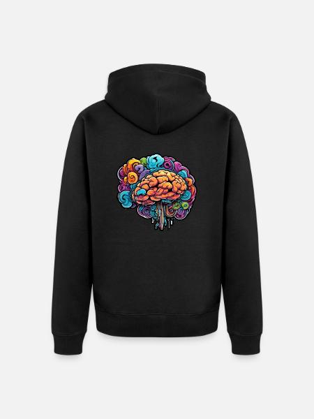Brain / Knowledge / Intelligence / Clever / Thinking - Unisex Premium Organic Zip Hoodie - black