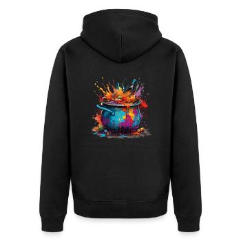 Kochtopf / Hexenkessel / Halloween / Zauberei - Unisex Premium Bio Zip Hoodie - Schwarz - Hinten - Nico (187cm)