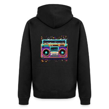 Radio / Analogique / Musique / Fréquence / Haut-parleurs - Veste à capuche bio Premium Unisexe - noir - Dos - Nico (187cm)