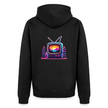 TV / Télévision / Analogique / Tube TV / Rétro - Veste à capuche bio Premium Unisexe - noir - Dos - Nico (187cm)