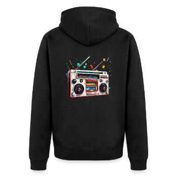Radio / Analogique / Musique / Fréquence / Haut-parleurs - Veste à capuche bio Premium Unisexe - noir - Dos - Nico (187cm)