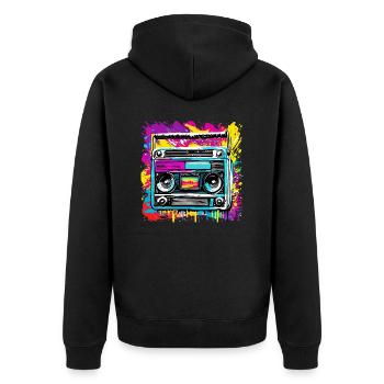 Radio / Analogique / Musique / Fréquence / Haut-parleurs - Veste à capuche bio Premium Unisexe - noir - Dos - Nico (187cm)