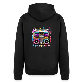 Radio / Analogique / Musique / Fréquence / Haut-parleurs - Veste à capuche bio Premium Unisexe - noir - Dos - Nico (187cm)
