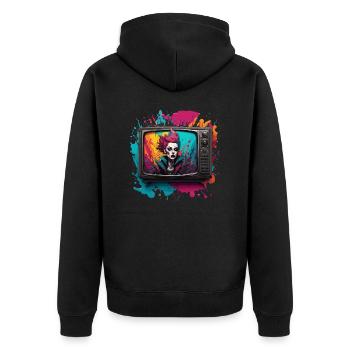 TV / Télévision / Analogique / Tube TV / Rétro - Veste à capuche bio Premium Unisexe - noir - Dos - Nico (187cm)