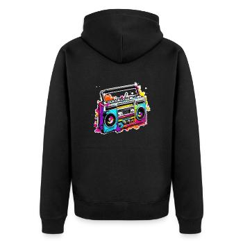 Radio / Analogique / Musique / Fréquence / Haut-parleurs - Veste à capuche bio Premium Unisexe - noir - Dos - Nico (187cm)