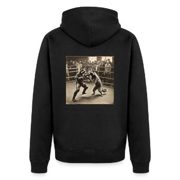Waschbär / Tier / Foto / Wild / lustig / Räuber - Unisex Premium Bio Zip Hoodie - Schwarz - Hinten - Nico (187cm)
