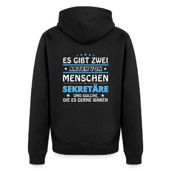 Secretaries Gift - Two Types of... Design - Unisex Premium Organic Zip Hoodie - black - Back - Nico (187cm)