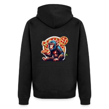 Pizza / Fast Food / Italienisch / Margherita - Unisex Premium Bio Zip Hoodie - Schwarz - Hinten - Nico (187cm)