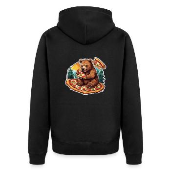 Pizza / Fast Food / Italienisch / Margherita - Unisex Premium Bio Zip Hoodie - Schwarz - Hinten - Nico (187cm)