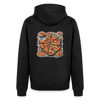 Pizza / Fast Food / Italienisch / Margherita - Unisex Premium Bio Zip Hoodie - Schwarz - Hinten - Nico (187cm)
