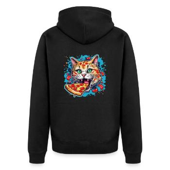 Pizza / Fast Food / Italienisch / Margherita - Unisex Premium Bio Zip Hoodie - Schwarz - Hinten - Nico (187cm)