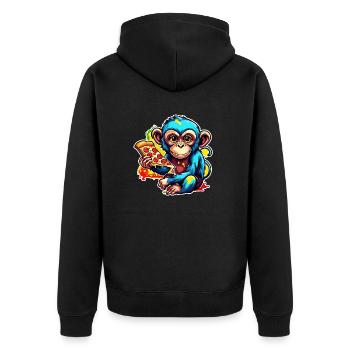 Pizza / Fast Food / Italienisch / Margherita - Unisex Premium Bio Zip Hoodie - Schwarz - Hinten - Nico (187cm)