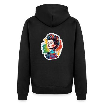 Rockabilly / Pin-up Girl / Girl Power / Années 50 - Veste à capuche bio Premium Unisexe - noir - Dos - Nico (187cm)