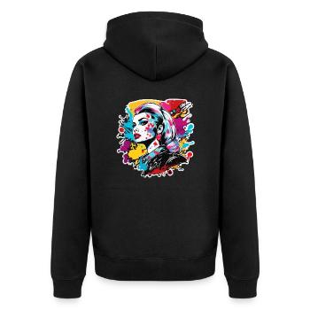 Rockabilly / Pin-up Girl / Frauenpower / 50er - Unisex Premium Bio Zip Hoodie - Schwarz - Hinten - Nico (187cm)