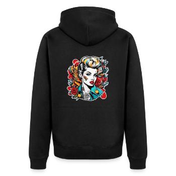 Rockabilly / Pin-up Girl / Girl Power / Années 50 - Veste à capuche bio Premium Unisexe - noir - Dos - Nico (187cm)