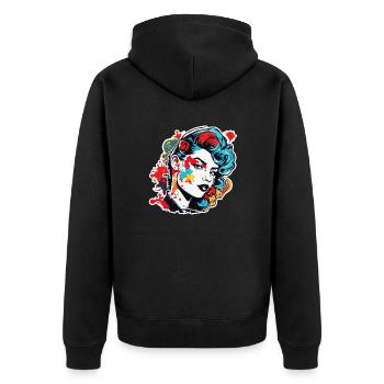 Rockabilly / Pin-up Girl / Girl Power / Années 50 - Veste à capuche bio Premium Unisexe - noir - Dos - Nico (187cm)