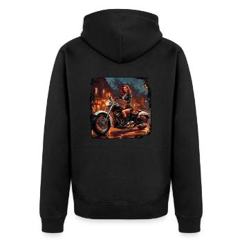 Logo moto / Moto / Deux-roues / Véhicule / Moteurs - Veste à capuche bio Premium Unisexe - noir - Dos - Nico (187cm)